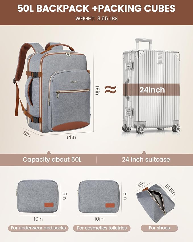 LOVEVOOK Travel Backpack for Women & Men 50L, Airline Approved Carry On - Image 5
