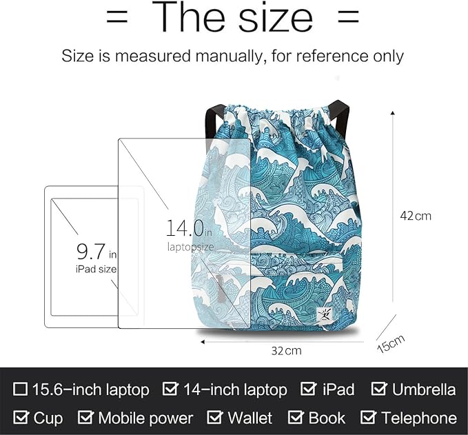 Waterproof Drawstring Bag, Gym Bag Sackpack Sports Beach Backpack - Image 7