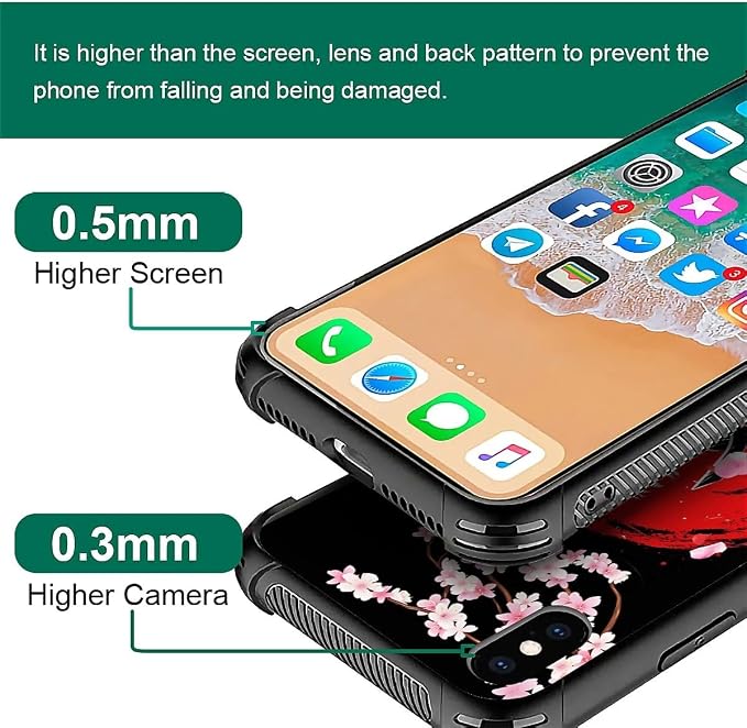 for iPhone X/Xs Case, Sakura Japanese Samurai Pattern Graphic Design Girl Boy - Image 7