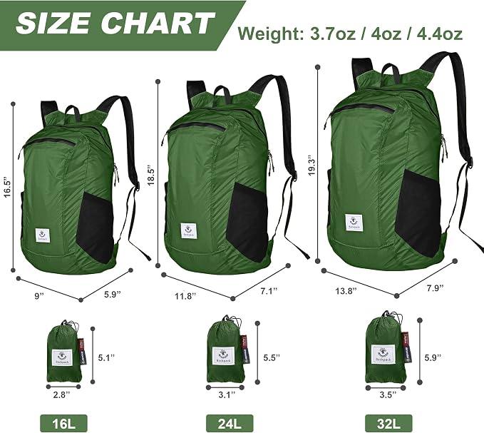 4Monster Hiking Daypack, Water Resistant Lightweight Packable Backpack - Image 3
