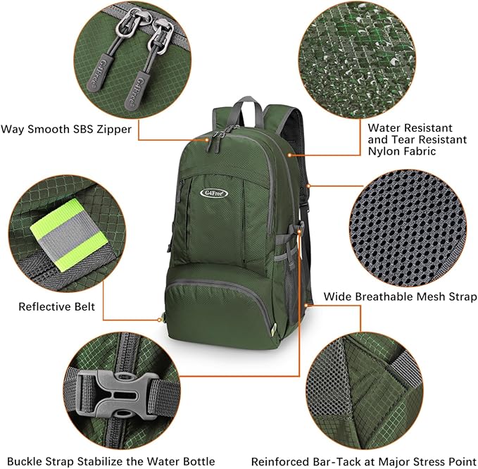 G4Free 40L Lightweight Packable Hiking Backpack, Waterproof Travel Daypack - Image 4