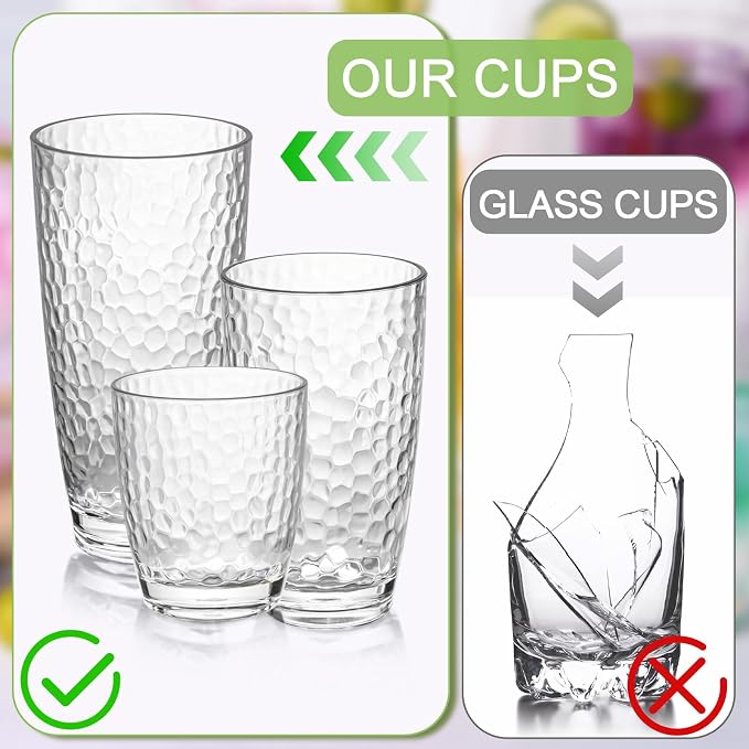 9 Pcs Plastic Drinking Tumblers Set of 14/18/24 oz, Acrylic Drinking Glasses - Image 3