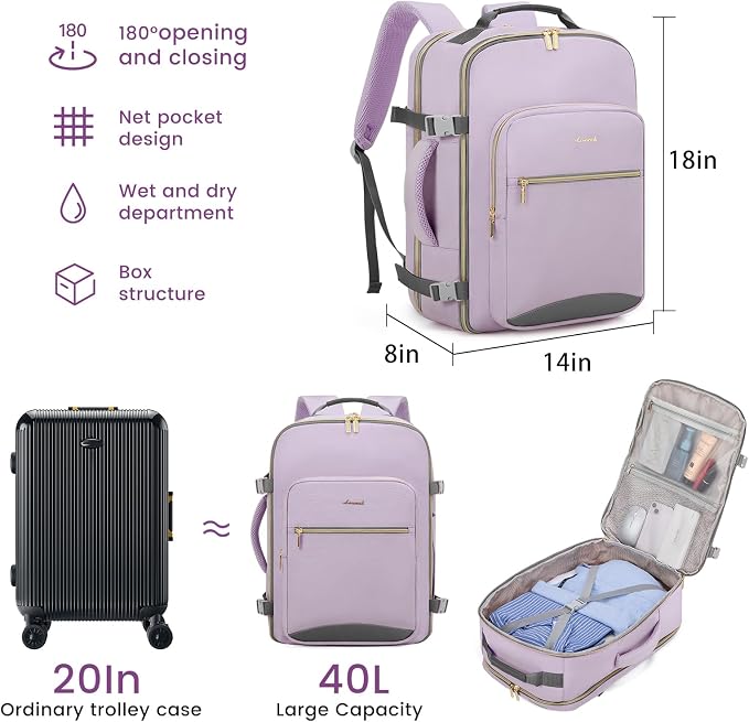 LOVEVOOK 40L Large Travel Backpack - Image 3