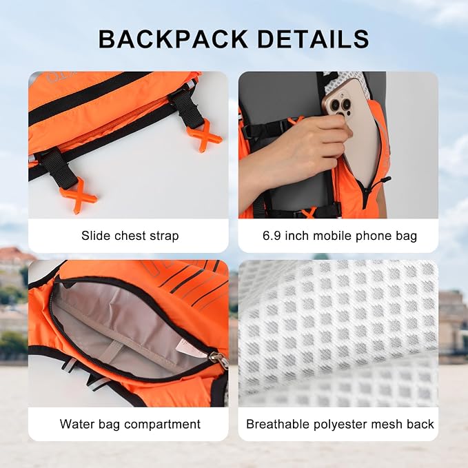 INOXTO Running Hydration Vest Backpack, Lightweight Insulated Pack - Image 6