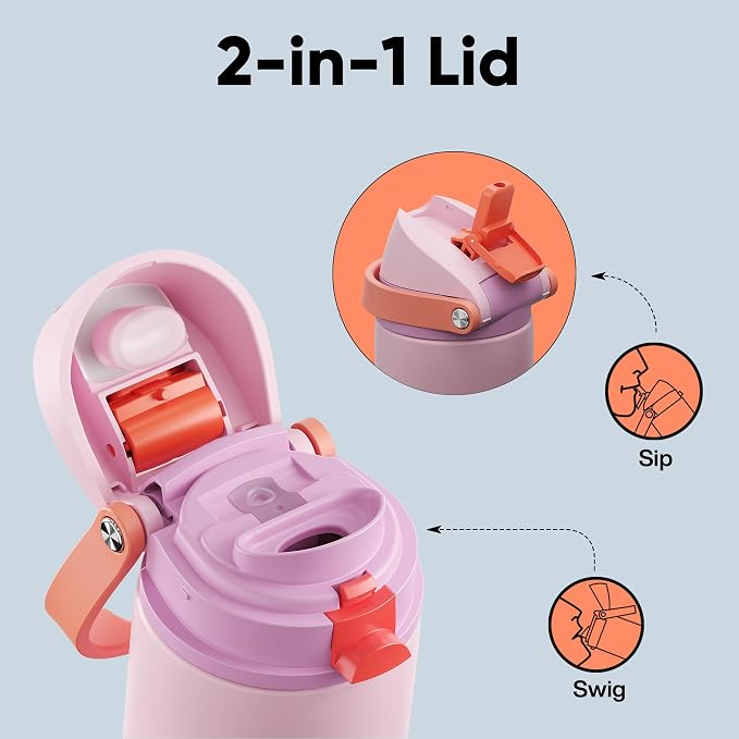 Insulated Water Bottle with Straw - Image 3