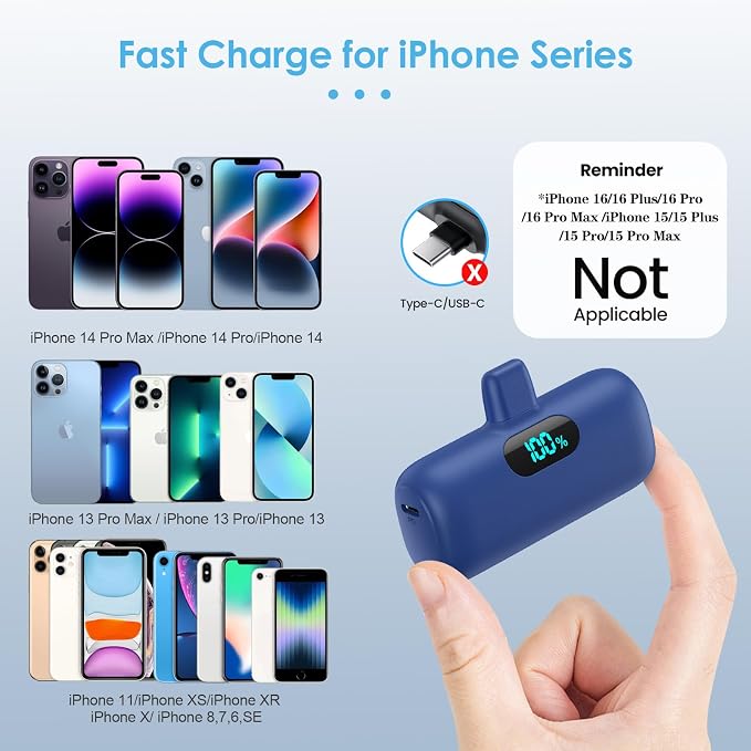 Mini Portable Charger for iPhone, Upgraded 5000mAh PD Fast Charging Battery Pack - Image 2