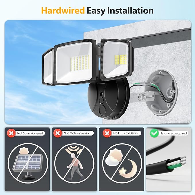 Onforu 3 Packs 75W Flood Lights Outdoor, 7000LM Brightness Security Lights - Image 2