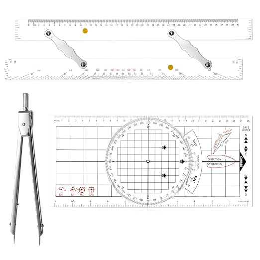 3 Pcs Basic Navigation Set, Include 16 Inch Parallel Ruler by Unknown