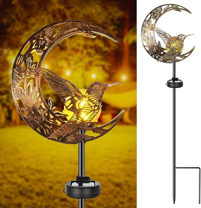 VIHOSE Solar Hummingbird Outdoor Lights Waterproof Moon Garden Stake Lights by VIHOSE