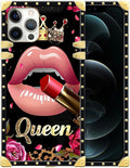 Compatible with iPhone 12 Case, Glitter Red Rose Queen Leopard Lipstick Luxury by Unknown