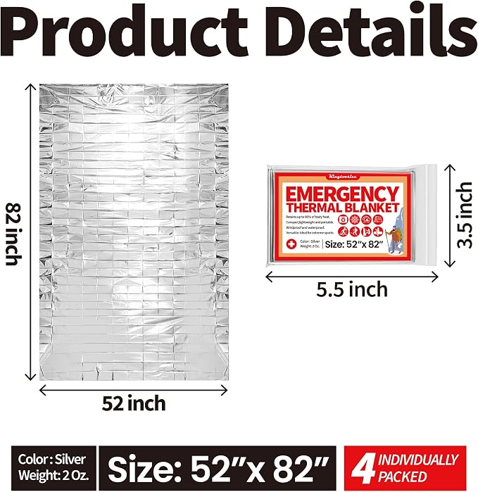 Emergency Thermal Blanket, Mylar Space Blanket Survival Kit - Image 2