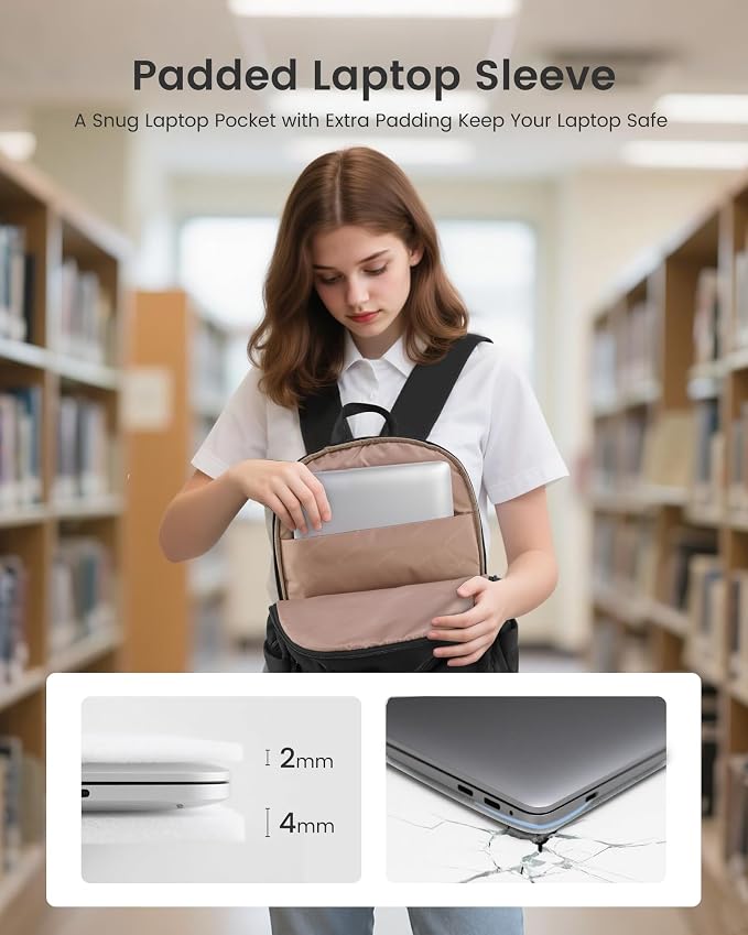 LOVEVOOK Laptop Backpack for Women, Puffer Travel Bag Fits 15.6 Inch Laptop - Image 3