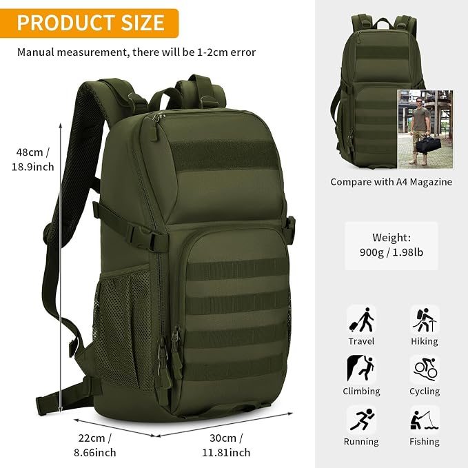 HUNTVP Tactical Backpack Military MOLLE Backpack Hunting Rucksack Gear Assault - Image 4