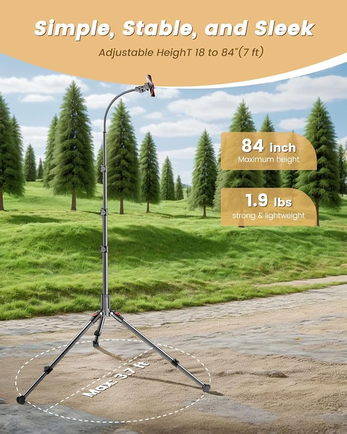 CAMBOFOTO 84" Phone Tripod, Tall Tripod Stand - Image 2