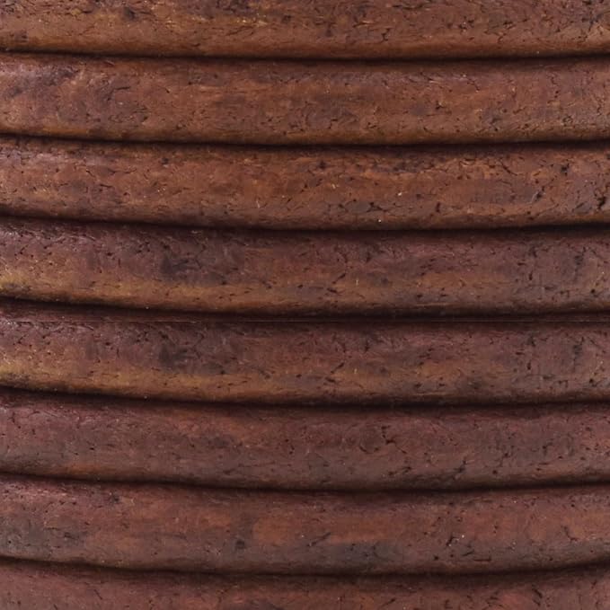 Mandala Crafts Round Genuine Distressed Brown Leather Cord - Image 3
