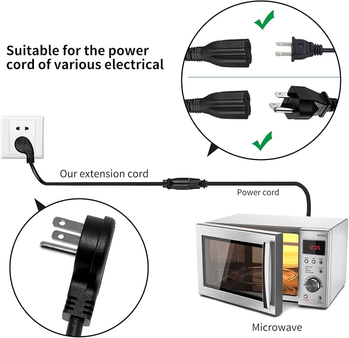 Miady Flat Plug Extension Cord 1 Ft, 90 Degree Plug Adapter, 3 Prong Grounded - Image 7