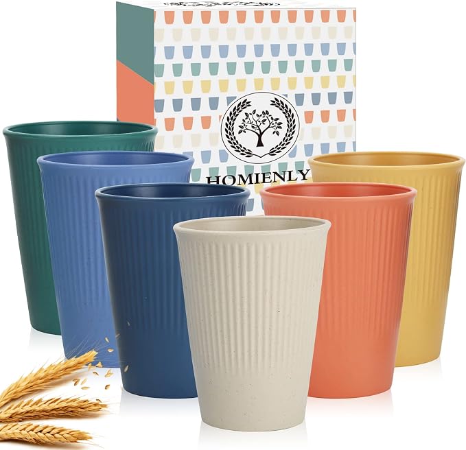 Homienly Drinking Glasses Wheat Straw cups, Unbreakable Alternative to 12oz by HOMIENLY
