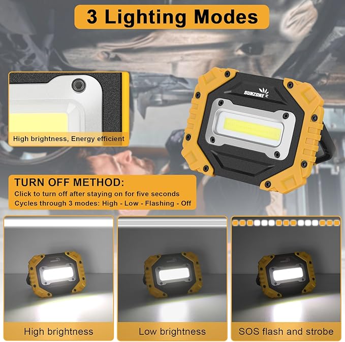 Sunzone LED Work Light, Rechargeable Magnetic Flood Lights - Image 2