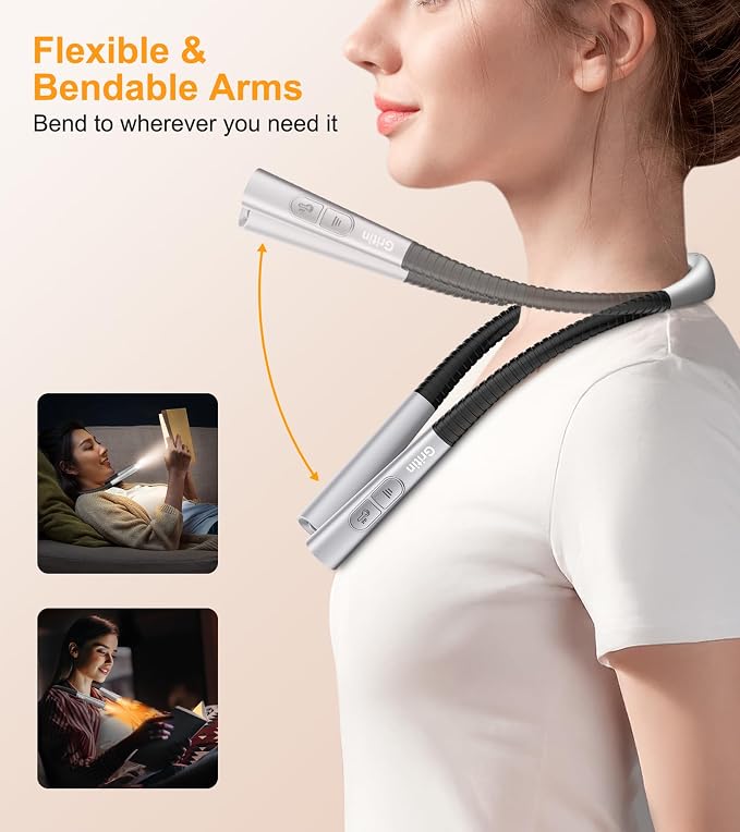 Gritin Book Light, Eye Caring 4-Color & 5-Brightness Neck Light Reading Light- - Image 6