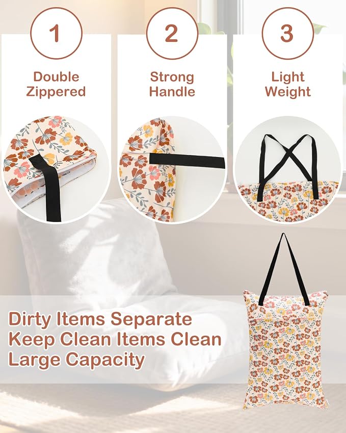 ALVABABY 2 Pack Large Wet Dry Bag Waterproof Hanging Cloth Diaper - Image 4