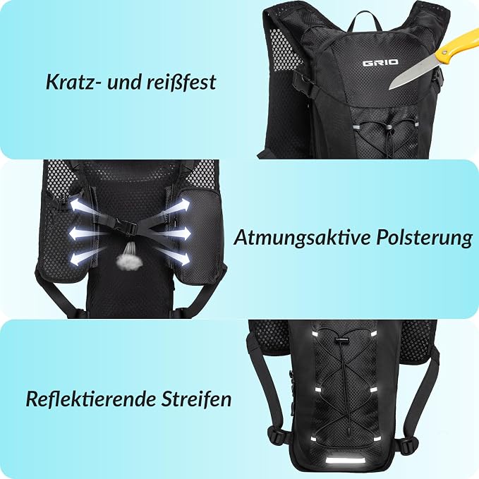 GRIO Hydration Running Vest for Women Men, Water Backpack for Hiking, - Image 5