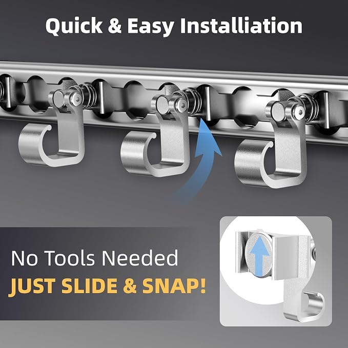4 Pack L Track Hooks with Single Stud Fitting, Spring-Loaded Adjustable Gear - Image 4