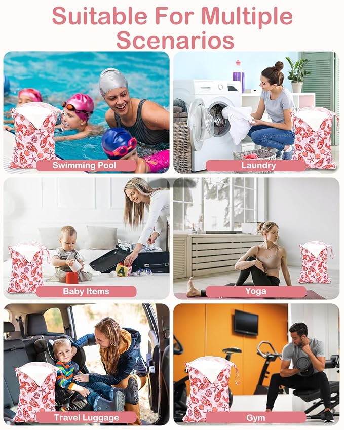 ALVABABY 2pcs Cloth Diaper Wet Dry Bags Waterproof Reusable - Image 6