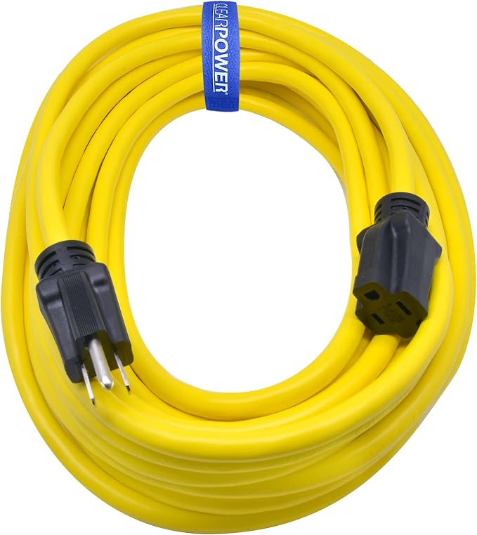 Clear Power 50 ft 12/3 SJTW Heavy Duty Outdoor Extension Cord, Water & Weather by ClearPower