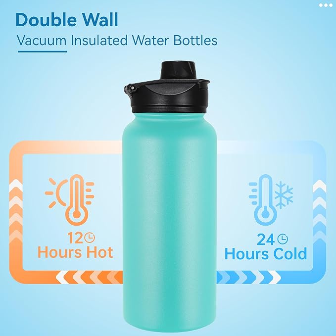 VEGOND 32 oz Insulated Water Bottle Bulk Stainless Steel Metal Water Bottles - Image 3