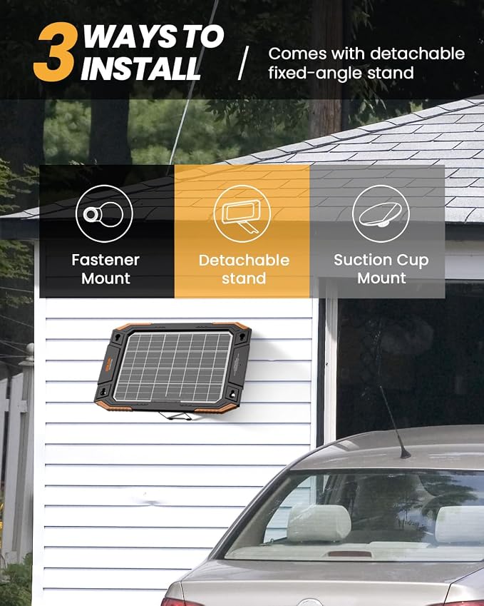 BALDR 12V Solar Battery Charger, 13W Waterproof Dual Sided Battery Maintainer - Image 6