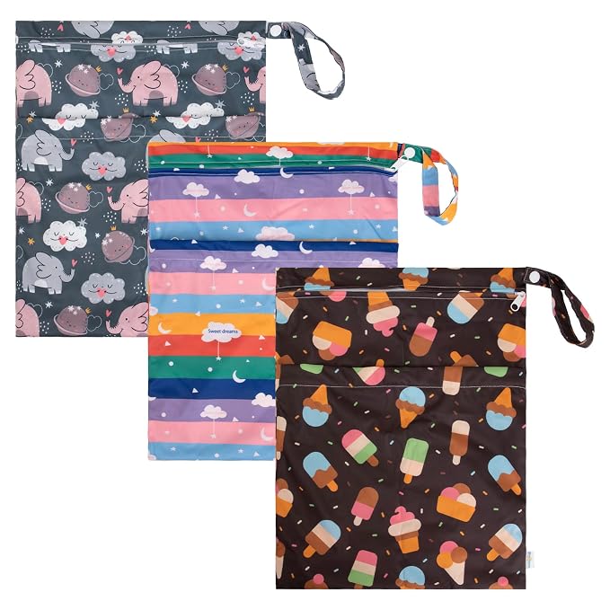 babygoal Wet Dry Bags 3 Pack for Baby Cloth Diapers, Washable Travel Bags - Image 2