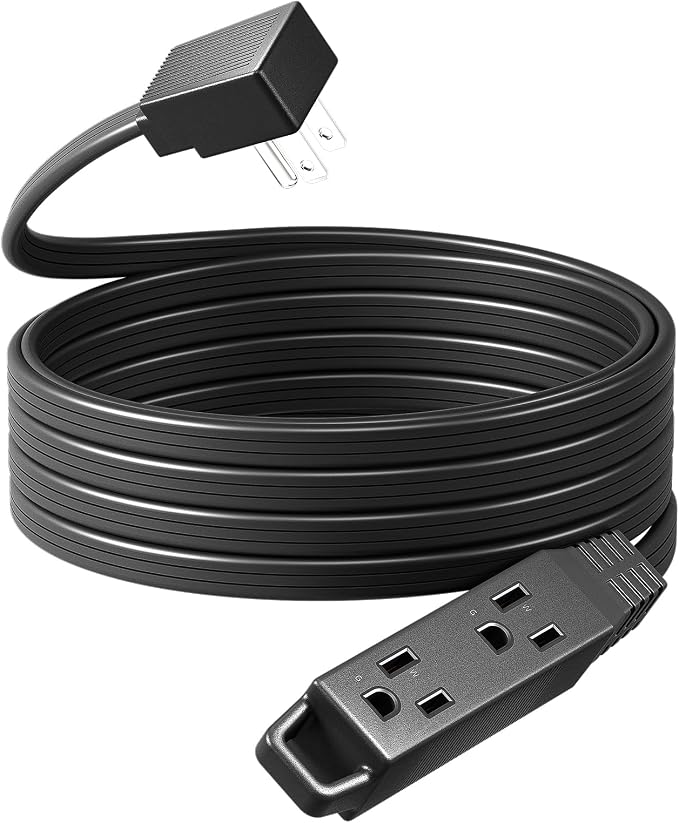 DEWENWILS 15FT Flat Plug Extension Cord, 3 Prong Ultra Thin Power Strip by DEWENWILS