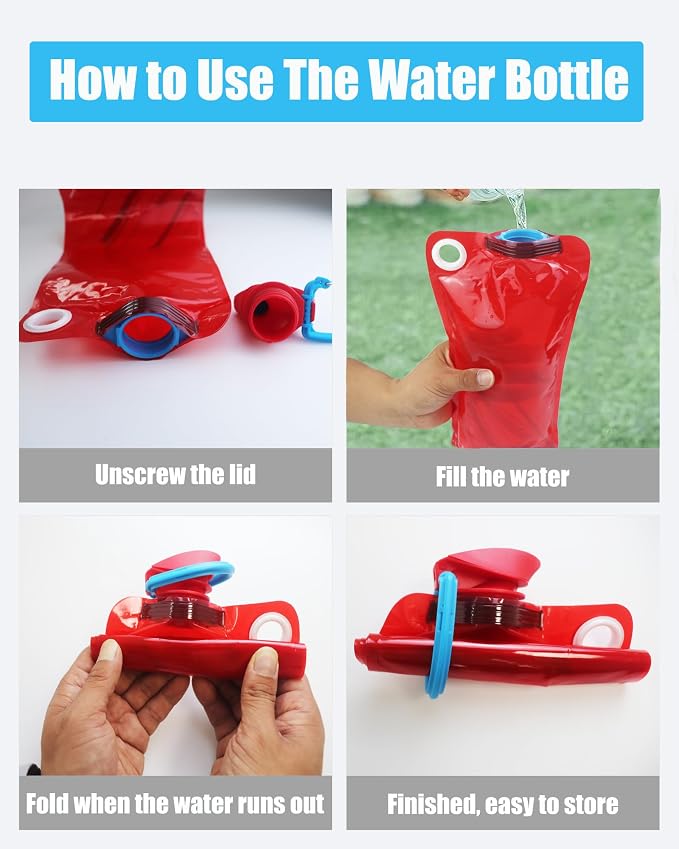 4 Pack Collapsible Water Bottle - Image 4