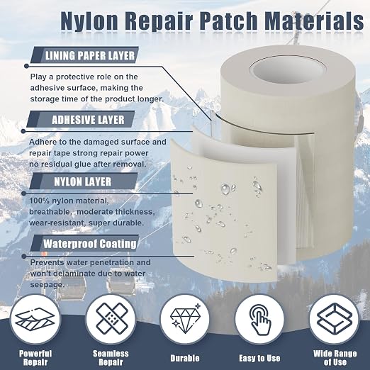 Cahomo 7.9x3.9 inch 12 PCS Nylon Repair Patch Nylon Repair Tape Self Adhesive - Image 3