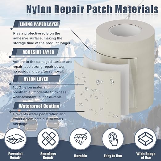Cahomo 3x79 Inch Nylon Repair Patch Nylon Repair Tape Self Adhesive Fabric - Image 3