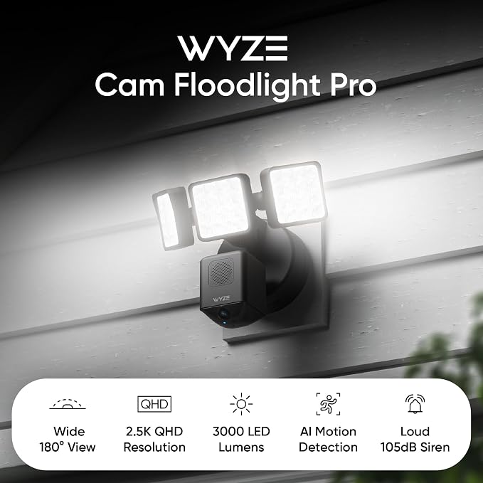 WYZE Floodlight Camera Pro, PCMag Editors' Choice 3000-Lumen LEDs, 2.5K HD - Image 2
