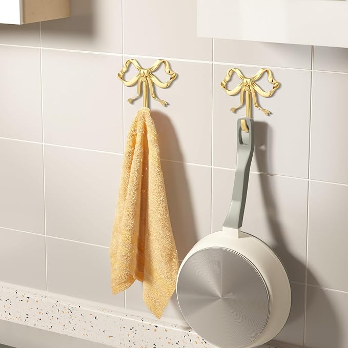 MAGICLULU Gold Coat Hook Bow Wall Hooks Brass Hanging Hook Multi-Purpose Door - Image 8
