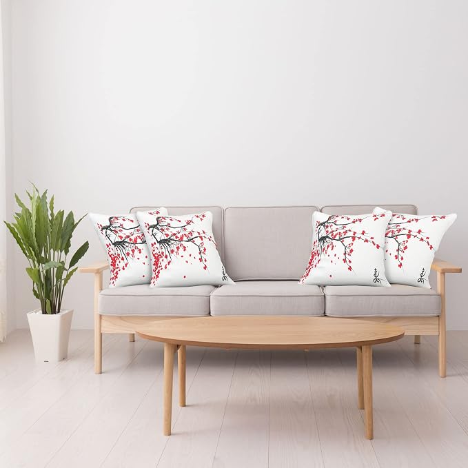 Ambesonne Nature Throw Pillow Cushion Case Pack of 4, Sakura Blossom Japanese - Image 4
