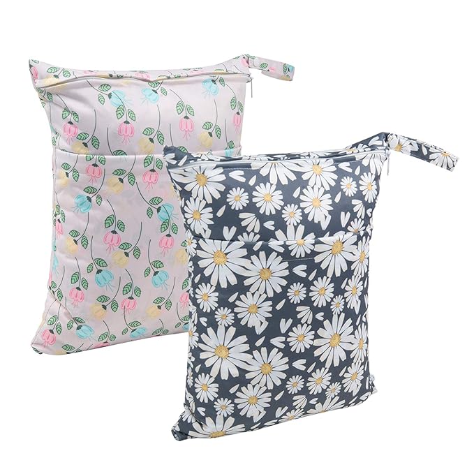 ALVABABY 2pcs Cloth Diaper Wet Dry Bags Waterproof Reusable - Image 2