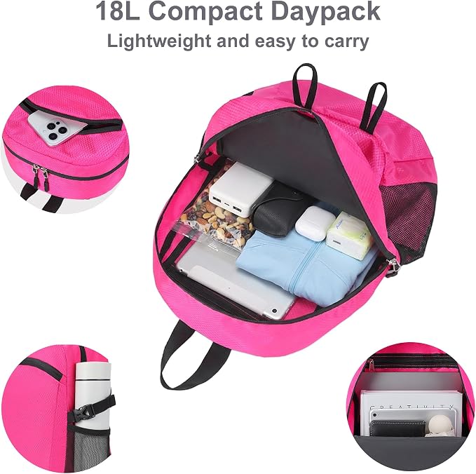 Lightweight Hiking Backpack 18L Packable Foldable Small Daypack Collapsible - Image 3
