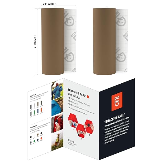 GEAR AID Tenacious Tape 3” x 20” Nylon Fabric Gear Repair Tape, Fix Holes and - Image 2