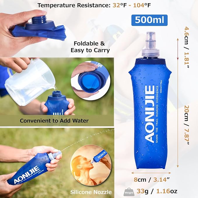 Azarxis TPU Soft Flask Collapsible Water Bottles BPA-Free 250ml 350ml 500ml - Image 8