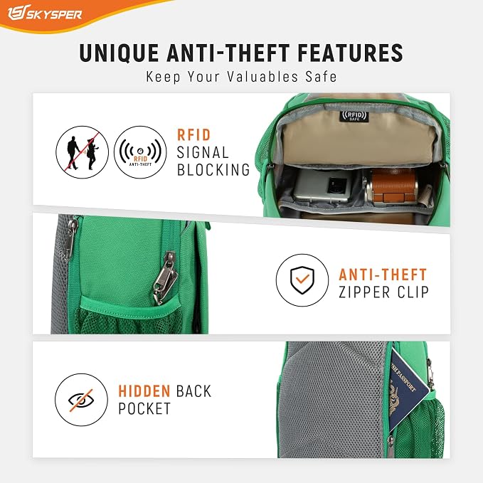 SKYSPER Sling Bag RFID Cross Body Bag Recycled Crossbody Backpack Travel Daypack - Image 3