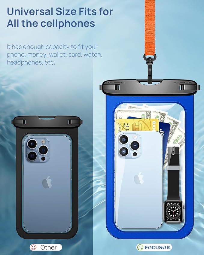 Lanhiem 10.5" Large Waterproof Phone Pouch, 2 Pack Universal IPX8 Waterproof - Image 2