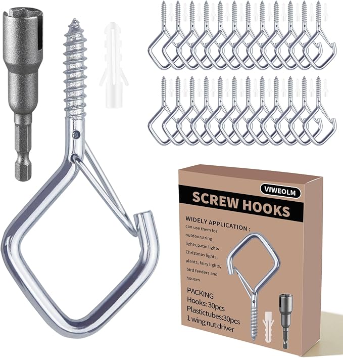 30 Pcs Silver Eye Hooks Screw Heavy Duty, Ceiling Hooks by Unknown