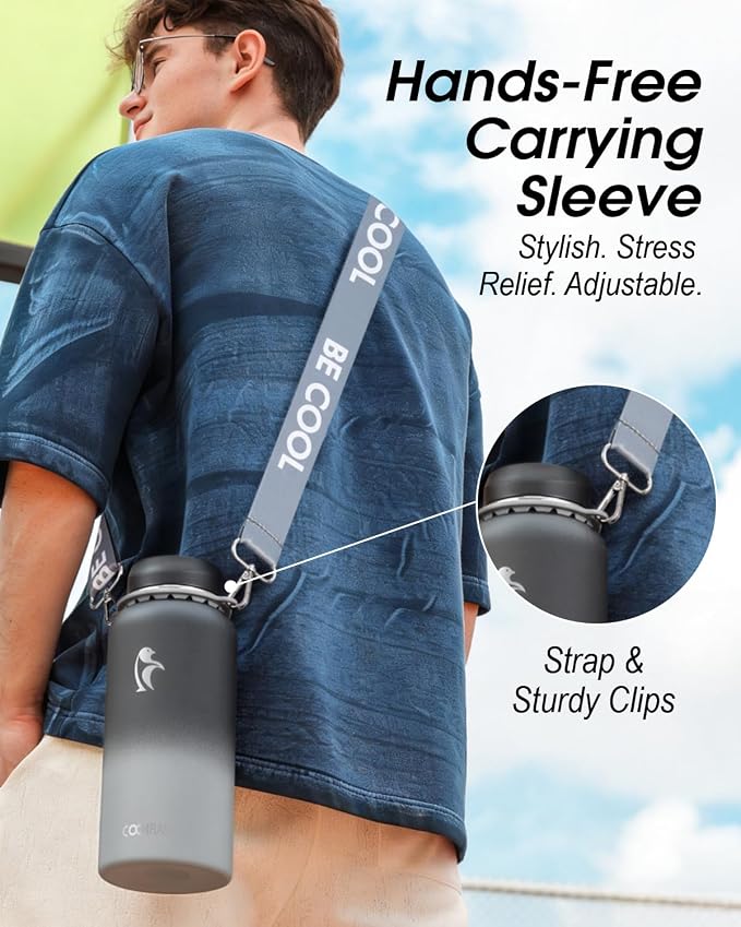 Coolflask Water Bottle with Straw, 32 oz Insulated Metal Water Flask with Straw - Image 6