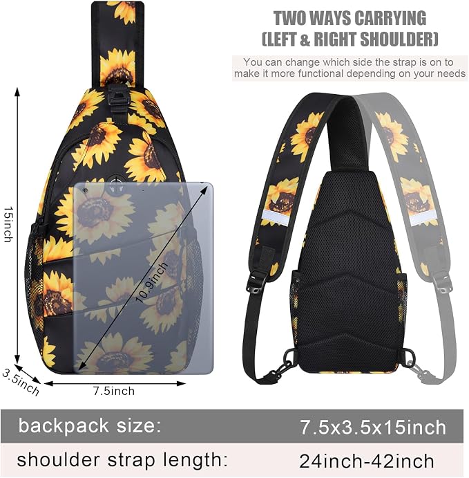 Pritent Crossbody Bags for Women Men Trendy Sling Bag Backpack Casual Chest Bag - Image 2