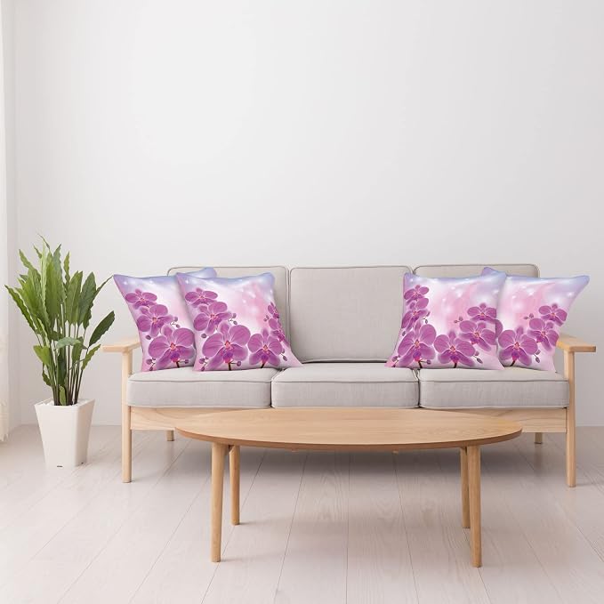 Ambesonne Floral Throw Pillow Cushion Case Pack of 4, Exotic Orchid Flowers - Image 4