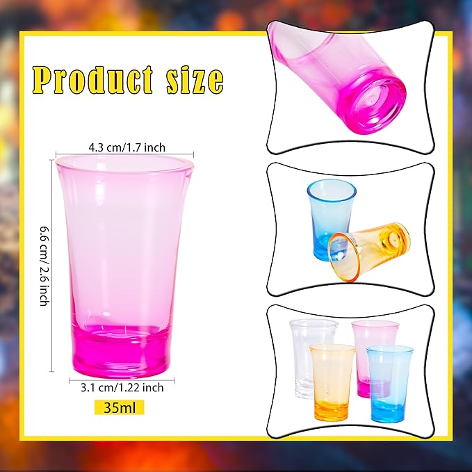 24 Pcs 1.2 oz Colorful Acrylic Shot Glasses Bulk Gradient Acrylic Shot Glass - Image 2