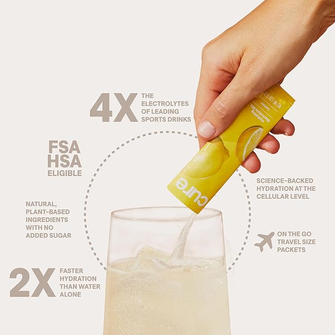 Cure Hydration | Plant-Based Electrolyte Drink Mix | No Added Sugar | FSA-HSA | - Image 3